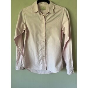Kiel James Patrick Pink Oxford Scalloped Neck Shirt Blouse Size XS Spring Career